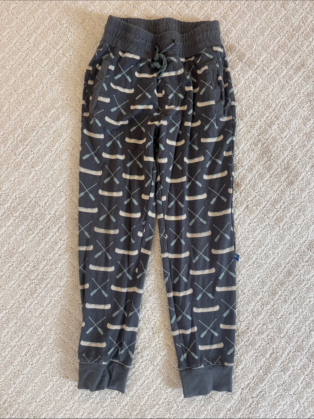 Kickee Pants Grey Joggers with Paddle & Oar Motif